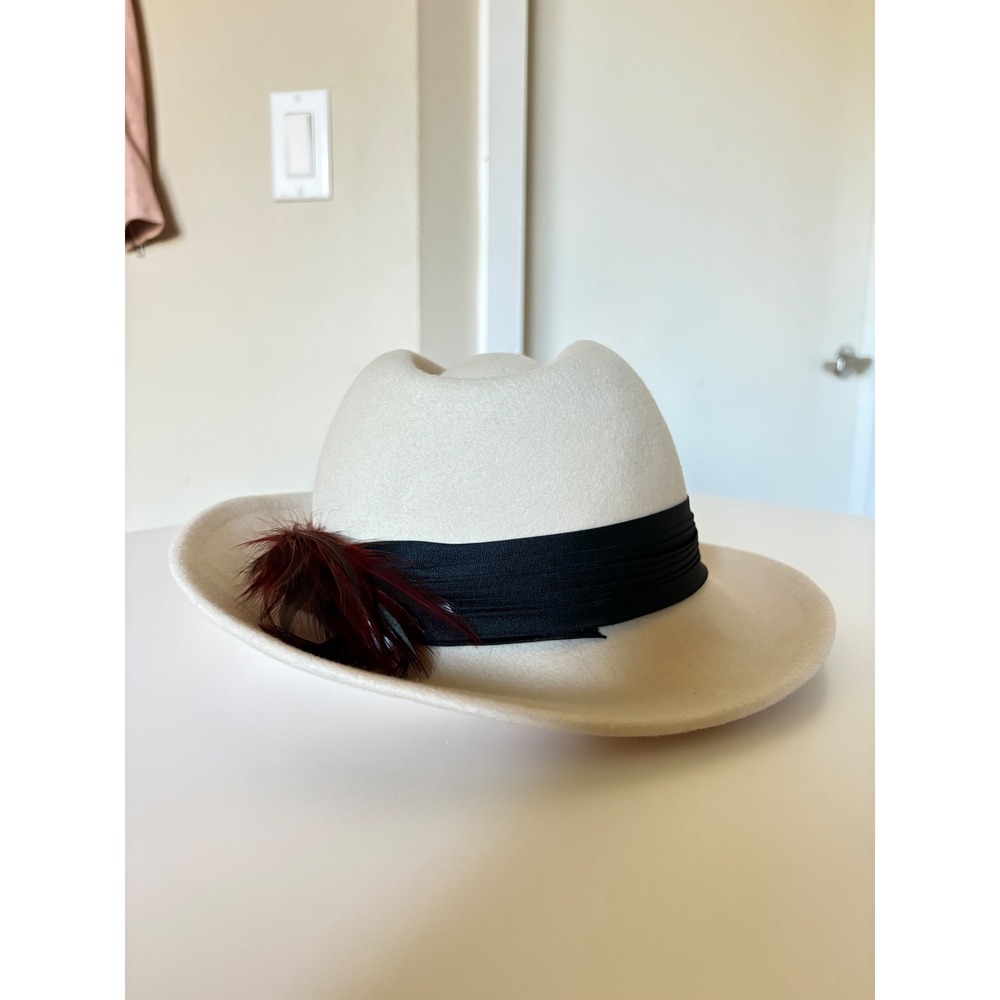 Betmar Wool Felt Pinch‎ Front Fedora Hat Feather Accent Classic Wide Brim
